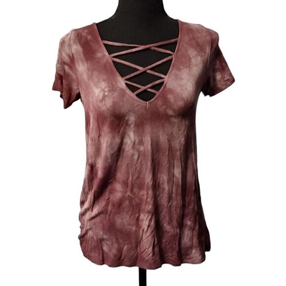 American Eagle Outfitters Soft and Sexy Purple Tie Dye Short Sleeve Tee XS - Picture 2 of 7